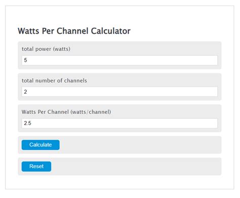 chanel calculator|watts per channel calculator.